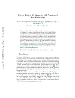 DiverseDream: Diverse Text-to-3D Synthesis with Augmented Text Embedding