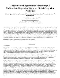 Innovations in Agricultural Forecasting: A Multivariate Regression Study
  on Global Crop Yield Prediction
