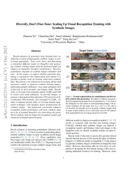 Diversify, Don't Fine-Tune: Scaling Up Visual Recognition Training with Synthetic Images