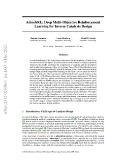AdsorbRL: Deep Multi-Objective Reinforcement Learning for Inverse
  Catalysts Design