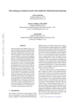 Fine-tuning pre-trained extractive QA models for clinical document
  parsing