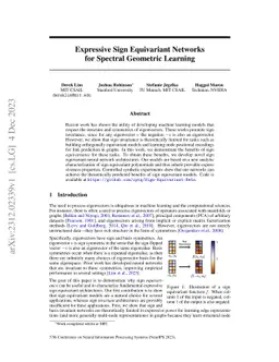 Expressive Sign Equivariant Networks for Spectral Geometric Learning