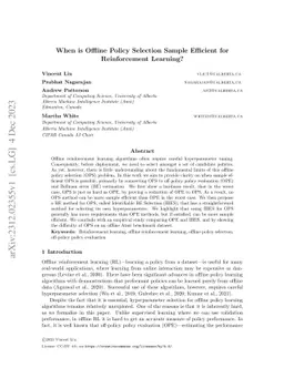 When is Offline Policy Selection Sample Efficient for Reinforcement Learning?