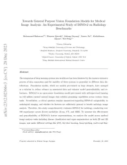 Towards General Purpose Vision Foundation Models for Medical Image
  Analysis: An Experimental Study of DINOv2 on Radiology Benchmarks