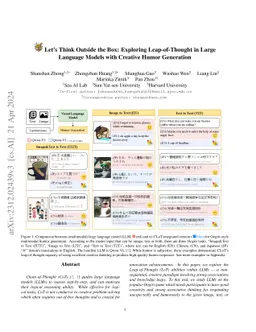 Let's Think Outside the Box: Exploring Leap-of-Thought in Large Language
  Models with Creative Humor Generation