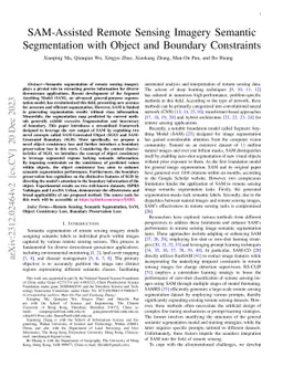 SAM-Assisted Remote Sensing Imagery Semantic Segmentation with Object
  and Boundary Constraints