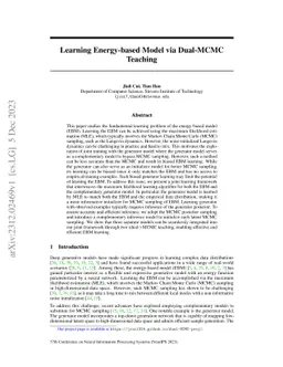 Learning Energy-based Model via Dual-MCMC Teaching