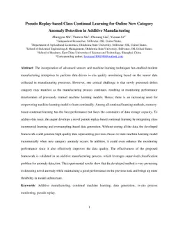 Pseudo Replay-based Class Continual Learning for Online New Category
  Anomaly Detection in Additive Manufacturing