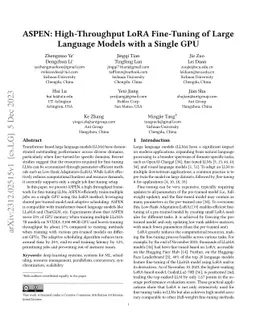 ASPEN: High-Throughput LoRA Fine-Tuning of Large Language Models with a
  Single GPU