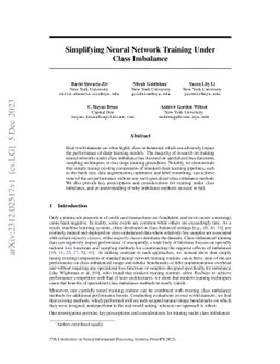 Simplifying Neural Network Training Under Class Imbalance