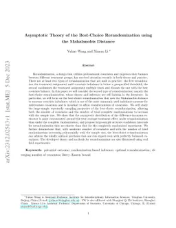 Asymptotic Theory of the Best-Choice Rerandomization using the
  Mahalanobis Distance
