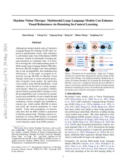 Machine Vision Therapy: Multimodal Large Language Models Can Enhance
  Visual Robustness via Denoising In-Context Learning