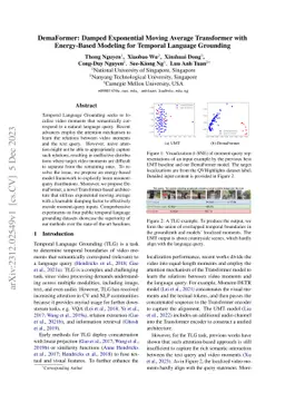 DemaFormer: Damped Exponential Moving Average Transformer with
  Energy-Based Modeling for Temporal Language Grounding