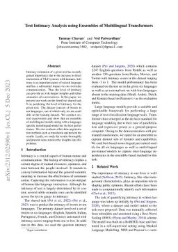 Text Intimacy Analysis using Ensembles of Multilingual Transformers