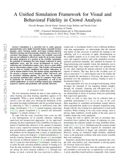 A Unified Simulation Framework for Visual and Behavioral Fidelity in
  Crowd Analysis