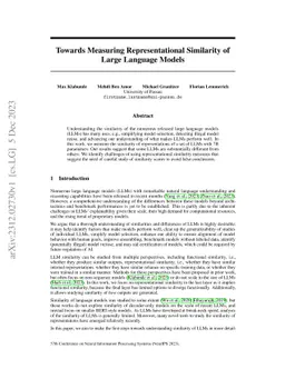 Towards Measuring Representational Similarity of Large Language Models