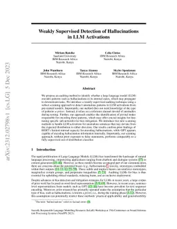 Weakly Supervised Detection of Hallucinations in LLM Activations