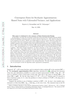Convergence Rates for Stochastic Approximation: Biased Noise with
  Unbounded Variance, and Applications