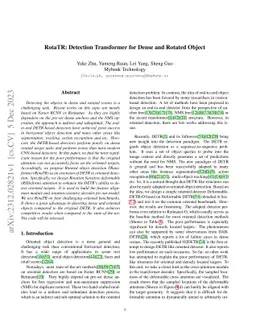 RotaTR: Detection Transformer for Dense and Rotated Object