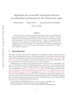 Algorithms for mean-field variational inference via polyhedral optimization in the Wasserstein space