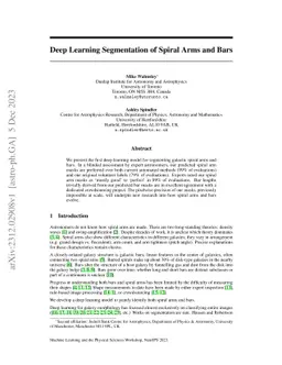 Deep Learning Segmentation of Spiral Arms and Bars