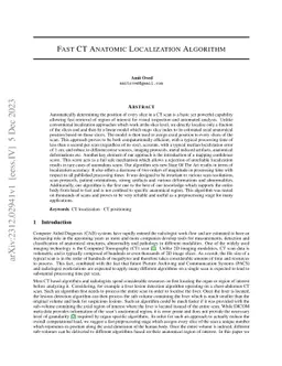 Fast CT anatomic localization algorithm