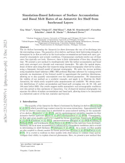 Simulation-Based Inference of Surface Accumulation and Basal Melt Rates
  of an Antarctic Ice Shelf from Isochronal Layers