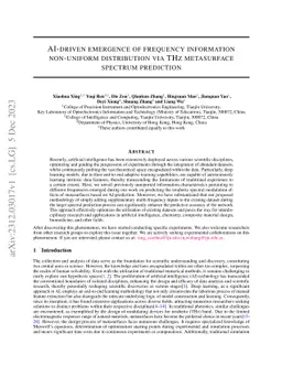 AI-driven emergence of frequency information non-uniform distribution
  via THz metasurface spectrum prediction