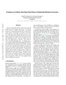 Training on Synthetic Data Beats Real Data in Multimodal Relation
  Extraction