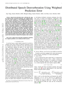 Distributed Speech Dereverberation Using Weighted Prediction Error