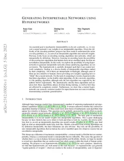 Generating Interpretable Networks using Hypernetworks
