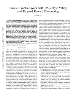 Parallel Proof-of-Work with DAG-Style Voting and Targeted Reward
  Discounting