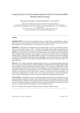 Using Curiosity for an Even Representation of Tasks in Continual Offline
  Reinforcement Learning