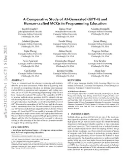 A Comparative Study of AI-Generated (GPT-4) and Human-crafted MCQs in
  Programming Education