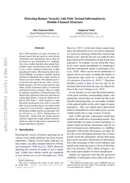 Detecting Rumor Veracity with Only Textual Information by Double-Channel
  Structure