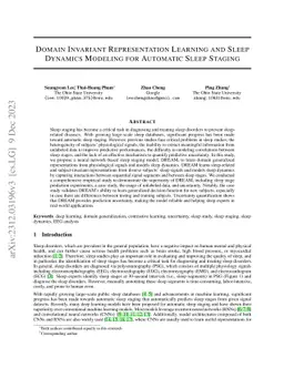 Domain Invariant Representation Learning and Sleep Dynamics Modeling for
  Automatic Sleep Staging