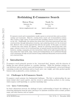 Rethinking E-Commerce Search