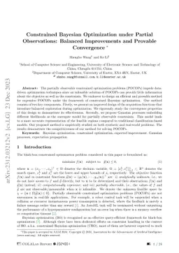 Constrained Bayesian Optimization Under Partial Observations: Balanced
  Improvements and Provable Convergence