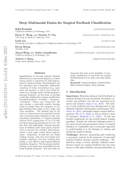 Deep Multimodal Fusion for Surgical Feedback Classification