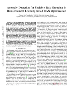 Anomaly Detection for Scalable Task Grouping in Reinforcement
  Learning-based RAN Optimization
