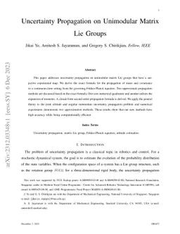 Uncertainty Propagation on Unimodular Matrix Lie Groups