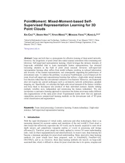 PointMoment:Mixed-Moment-based Self-Supervised Representation Learning
  for 3D Point Clouds