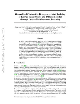 Generalized Contrastive Divergence: Joint Training of Energy-Based Model
  and Diffusion Model through Inverse Reinforcement Learning