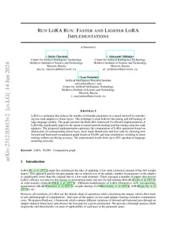Run LoRA Run: Faster and Lighter LoRA Implementations