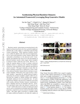 Synthesizing Physical Backdoor Datasets: An Automated Framework
  Leveraging Deep Generative Models