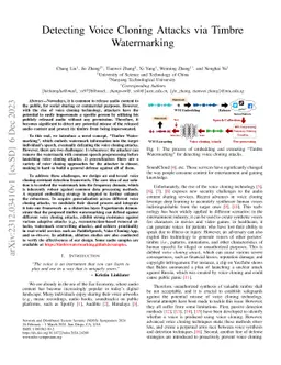 Detecting Voice Cloning Attacks via Timbre Watermarking