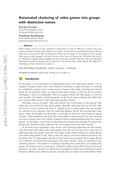 Automated clustering of video games into groups with distinctive names