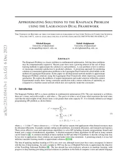 Approximating Solutions to the Knapsack Problem using the Lagrangian
  Dual Framework