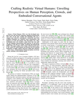 Crafting Realistic Virtual Humans: Unveiling Perspectives on Human
  Perception, Crowds, and Embodied Conversational Agents