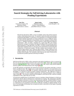 Search Strategies for Self-driving Laboratories with Pending Experiments